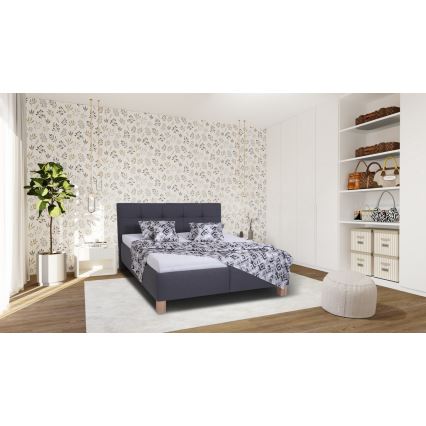 Cama tapizada con espacio de almacenamiento sin colchón MARIA 160x200 cm gris