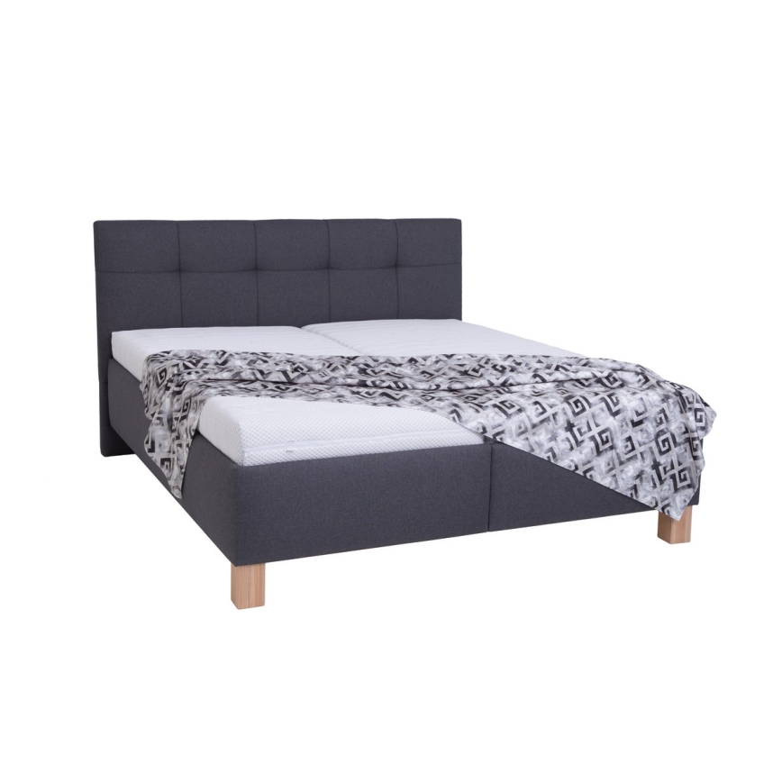 Cama tapizada con espacio de almacenamiento sin colchón MARIA 160x200 cm gris