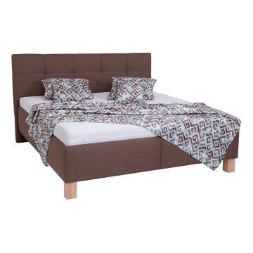 Cama tapizada con espacio de almacenamiento sin colchón MARIA 160x200 cm marrón