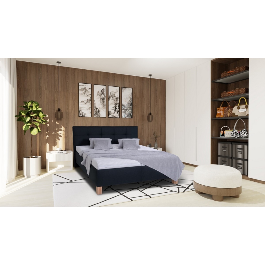 Cama tapizada con espacio de almacenamiento sin colchón MARIA 180x200 cm antracita