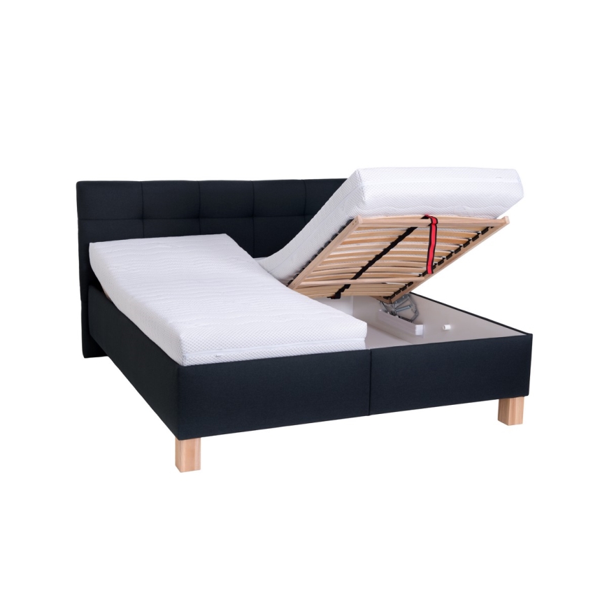 Cama tapizada con espacio de almacenamiento sin colchón MARIA 180x200 cm antracita