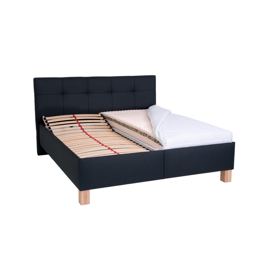 Cama tapizada con espacio de almacenamiento sin colchón MARIA 180x200 cm antracita
