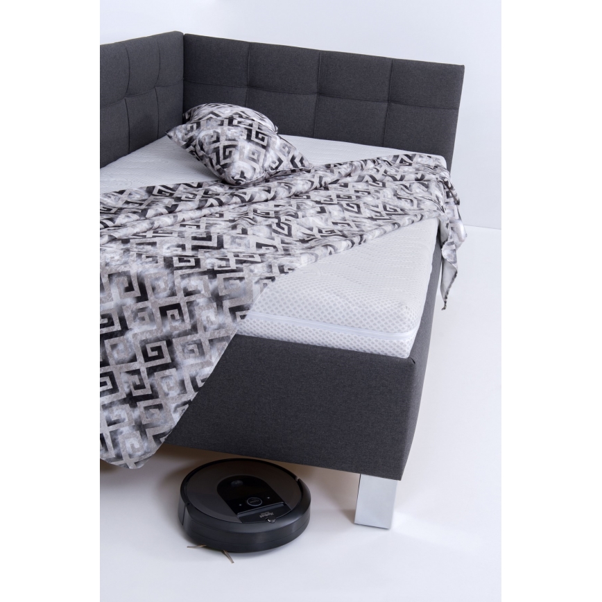 Cama tapizada con espacio de almacenamiento, sin colchón, MARIA PETITE, 120x200 cm, gris