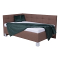 Cama tapizada con espacio de almacenamiento, sin colchón, MARIA PETITE 120x200 cm, marrón