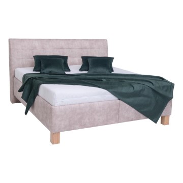 Cama tapizada con espacio de almacenamiento sin colchón VIOLET 180x200 cm beige