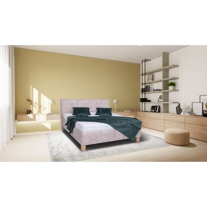 Cama tapizada con espacio de almacenamiento sin colchón VIOLET 180x200 cm beige