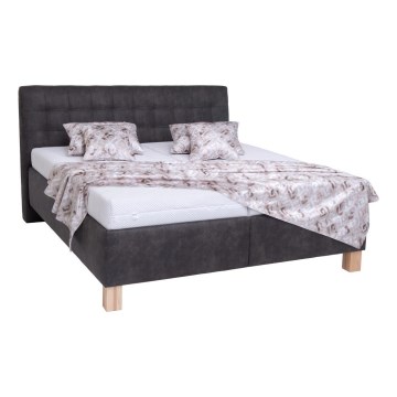 Cama tapizada con espacio de almacenamiento VIOLET 180x200 cm, sin colchón, gris oscuro