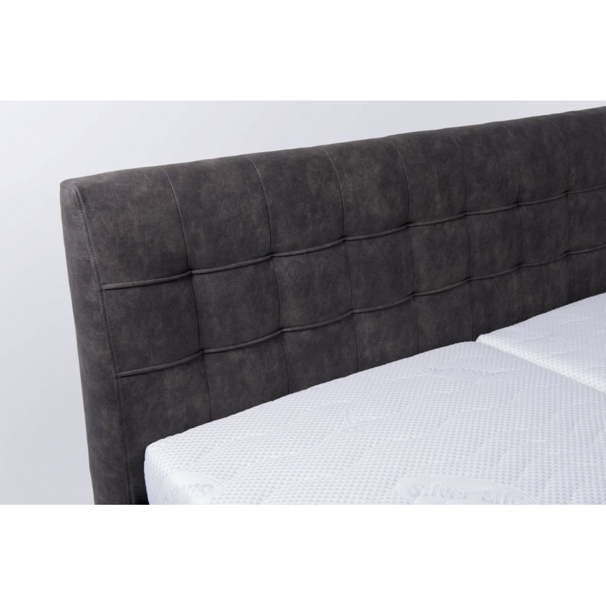 Cama tapizada con espacio de almacenamiento VIOLET 180x200 cm, sin colchón, gris oscuro