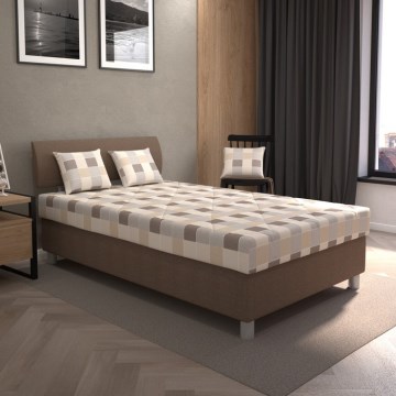 Cama tapizada con espacio de almacenamiento y colchón GEORGE 120x200 cm marrón