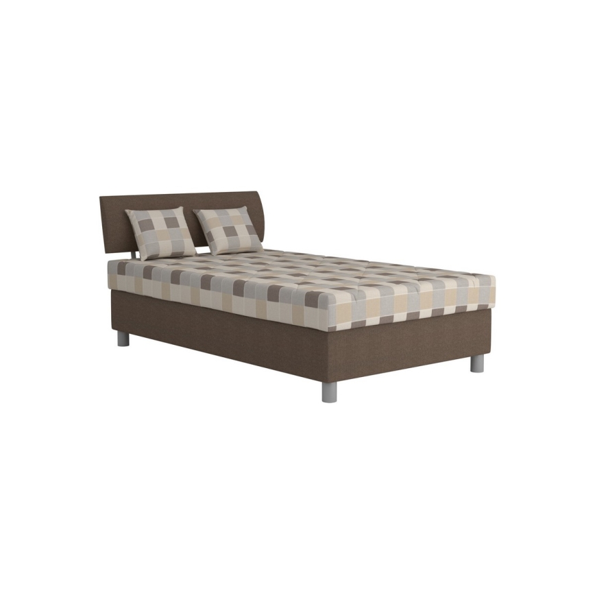 Cama tapizada con espacio de almacenamiento y colchón GEORGE 120x200 cm marrón
