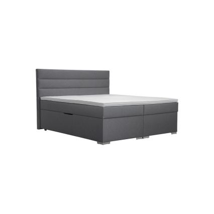 Cama tapizada con almacenamiento integrado y colchones con sobrecolchones NEW BOLERO 160x200 cm gris