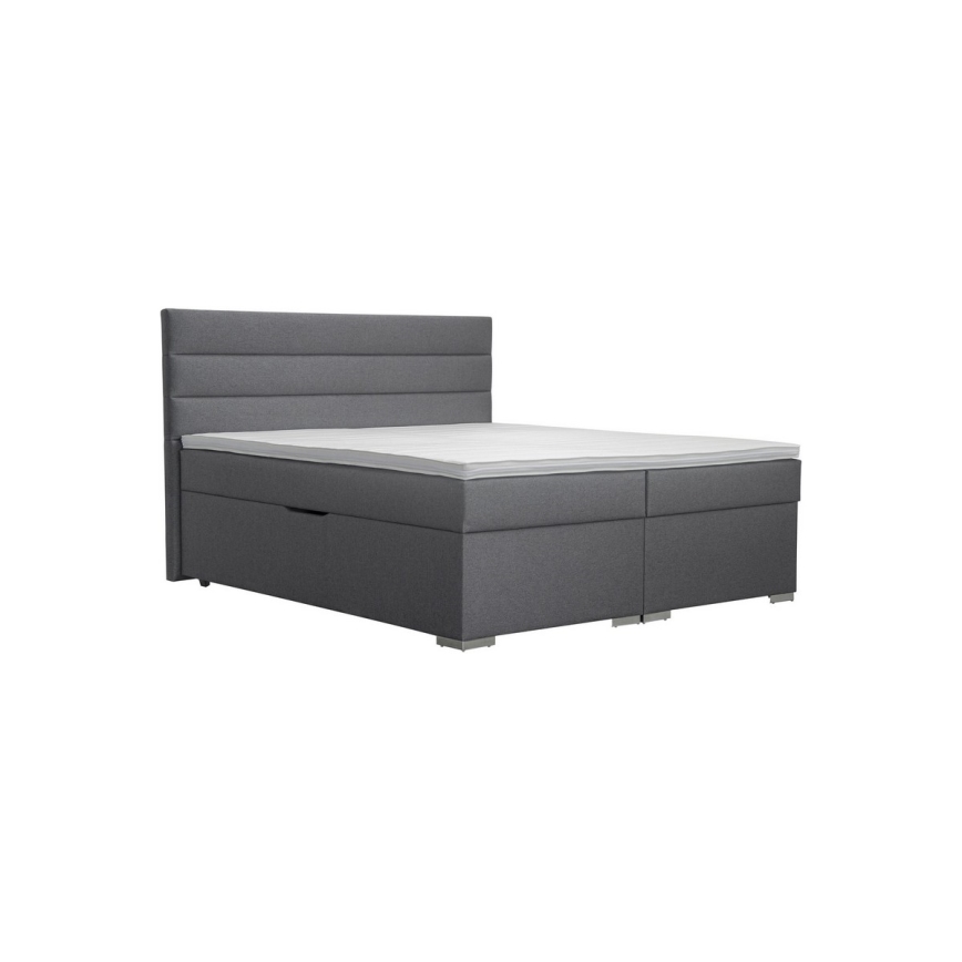 Cama tapizada con almacenamiento integrado y colchones con sobrecolchones NEW BOLERO 160x200 cm gris