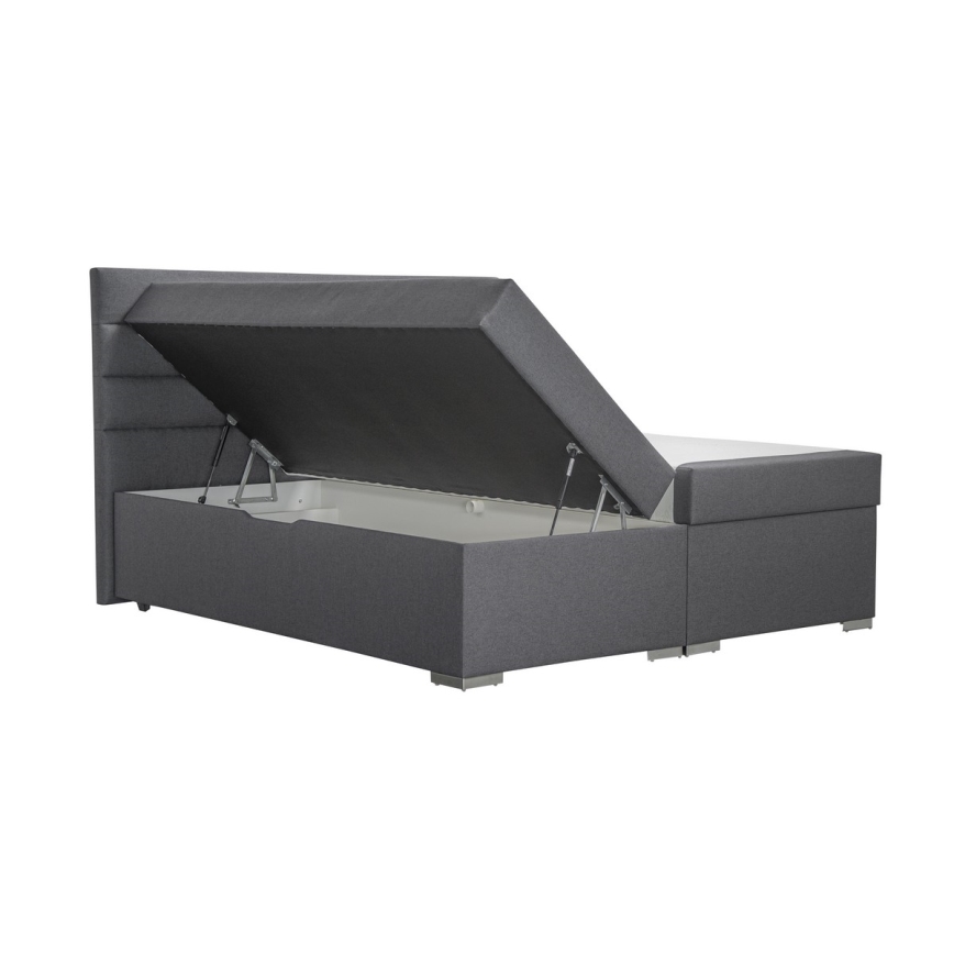 Cama tapizada con almacenamiento integrado y colchones con sobrecolchones NEW BOLERO 160x200 cm gris