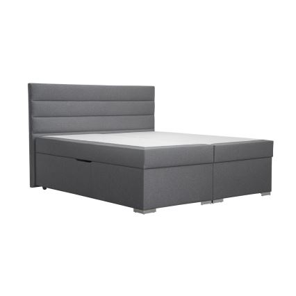 Cama tapizada con almacenamiento integrado y colchones con sobrecolchones NEW BOLERO 160x200 cm gris
