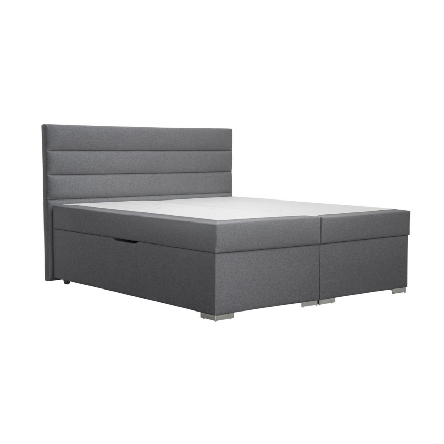 Cama tapizada con almacenamiento integrado y colchones con sobrecolchones NEW BOLERO 160x200 cm gris