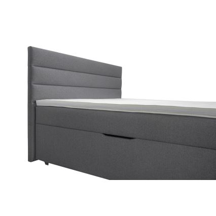 Cama tapizada con almacenamiento integrado y colchones con sobrecolchones NEW BOLERO 160x200 cm gris