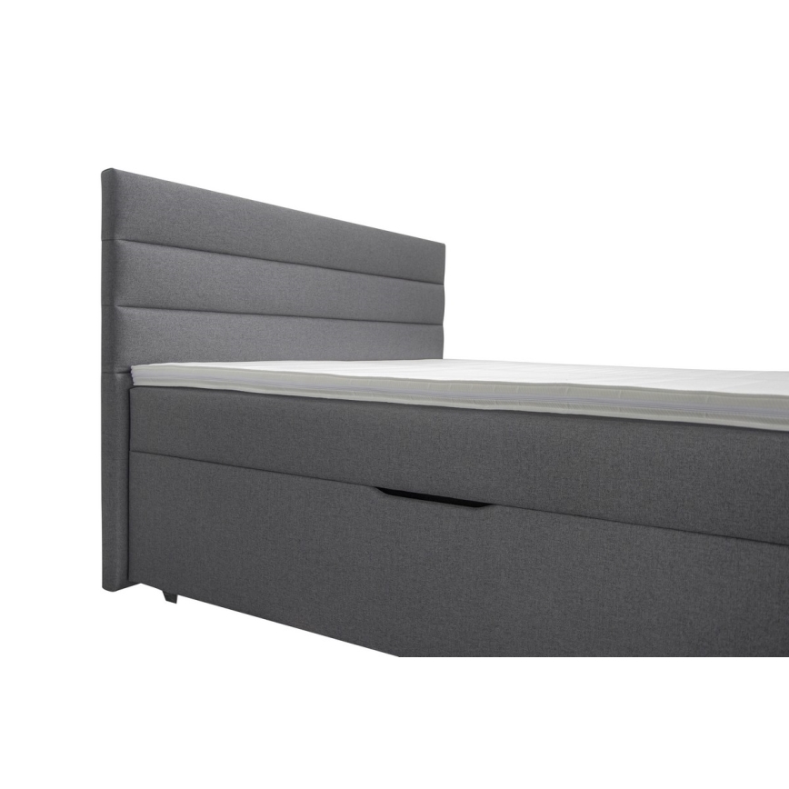 Cama tapizada con almacenamiento integrado y colchones con sobrecolchones NEW BOLERO 160x200 cm gris