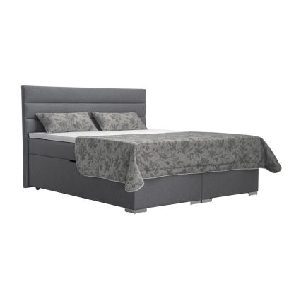 Cama tapizada con almacenamiento integrado y colchones con sobrecolchones NEW BOLERO 160x200 cm gris