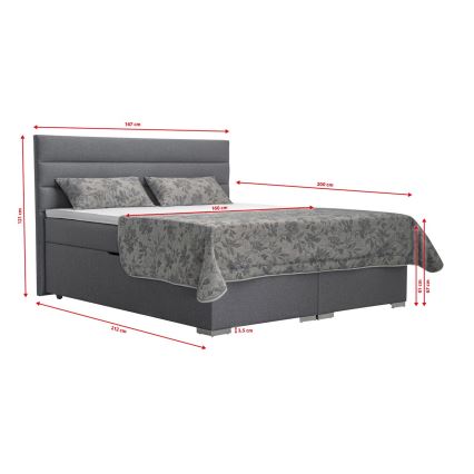 Cama tapizada con almacenamiento integrado y colchones con sobrecolchones NEW BOLERO 160x200 cm gris