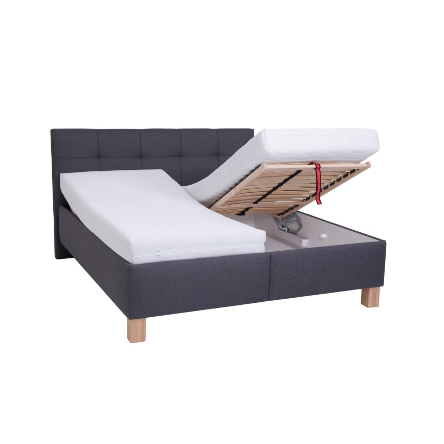 Cama tapizada con práctico espacio de almacenamiento MARIA 180x200 cm, sin colchón, color gris