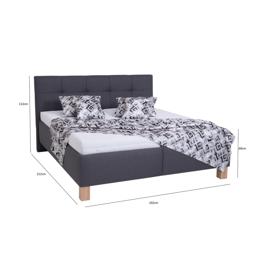 Cama tapizada con práctico espacio de almacenamiento MARIA 180x200 cm, sin colchón, color gris