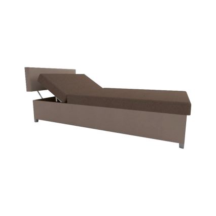 Cama tapizada con posicionamiento regulable y espacio de almacenamiento DALLAS 108x205 cm marrón/marrón oscuro