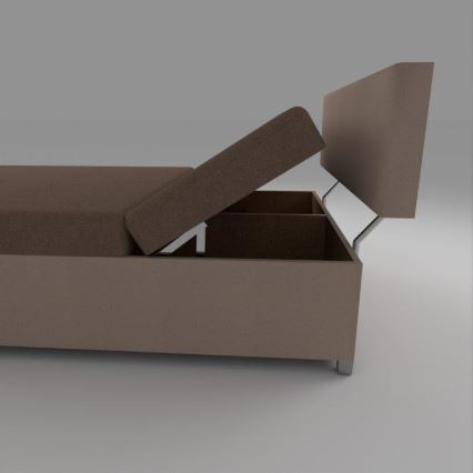 Cama tapizada con posicionamiento regulable y espacio de almacenamiento DALLAS 108x205 cm marrón/marrón oscuro