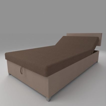 Cama tapizada con posicionamiento regulable y espacio de almacenamiento DALLAS 108x205 cm marrón/marrón oscuro