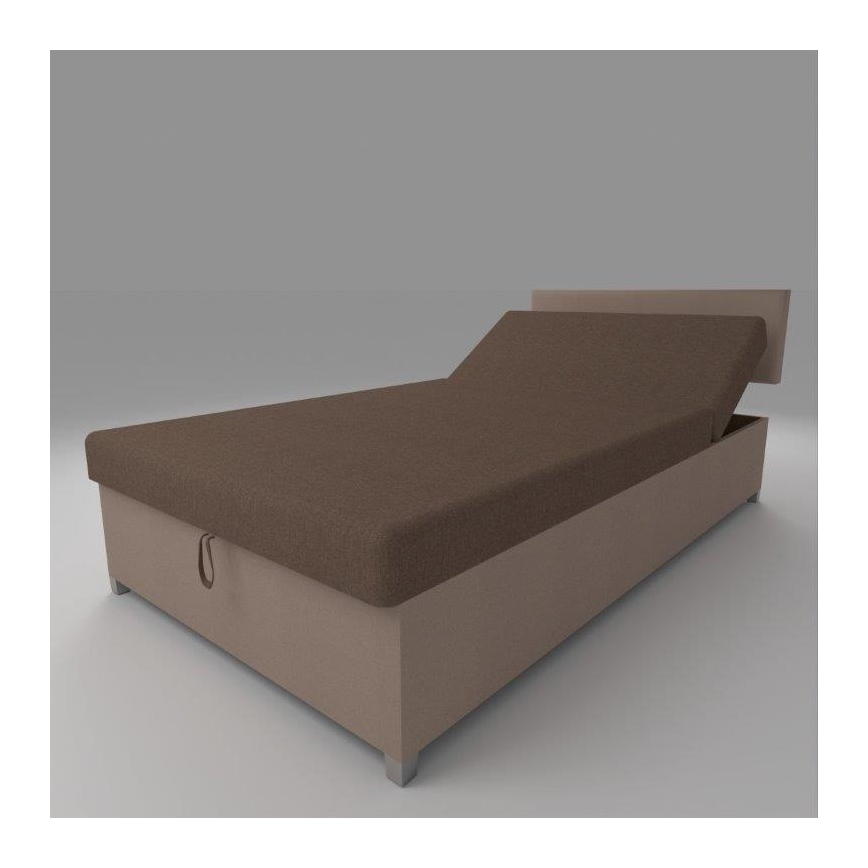 Cama tapizada con posicionamiento regulable y espacio de almacenamiento DALLAS 108x205 cm marrón/marrón oscuro