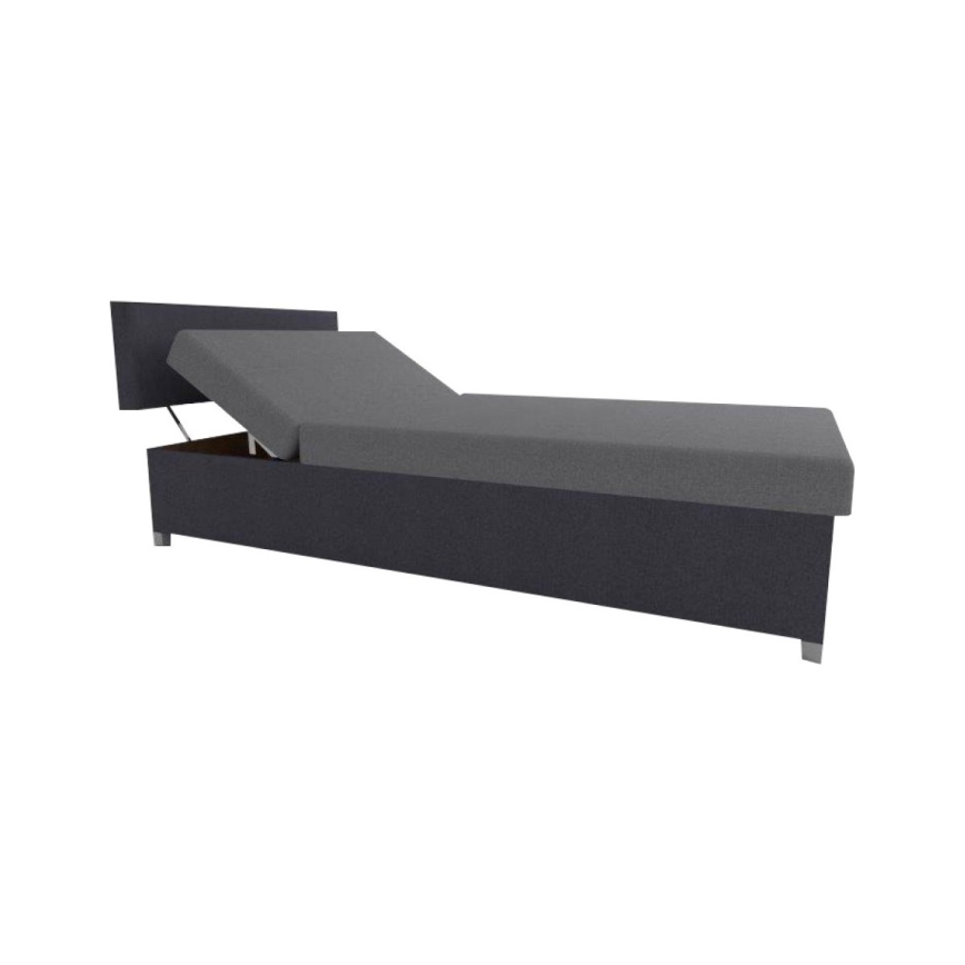 Cama diván tapizada DALLAS 108x205 cm, con ajuste de posición y espacio de almacenamiento, gris/antracita