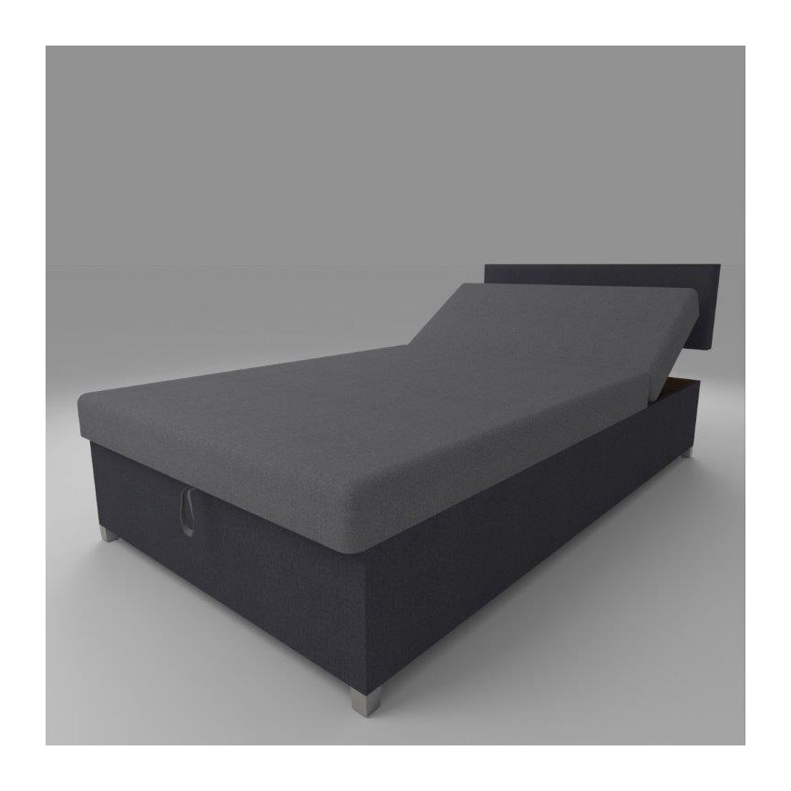 Cama diván tapizada DALLAS 108x205 cm, con ajuste de posición y espacio de almacenamiento, gris/antracita