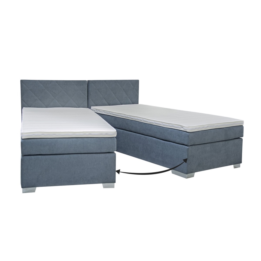 Cama tapizada IDA con colchón, 90 x 200 cm, azul