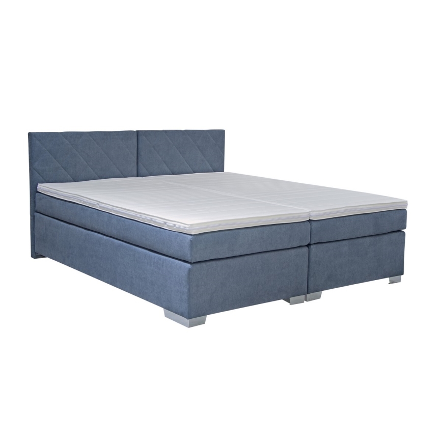 Cama tapizada IDA con colchón, 90 x 200 cm, azul