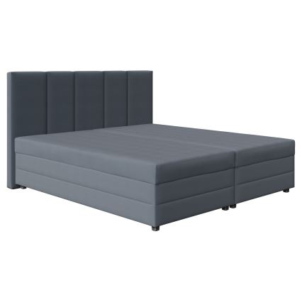Cama tapizada ISABEL 180x200 con colchón de muelles y arcón de almacenamiento, gris