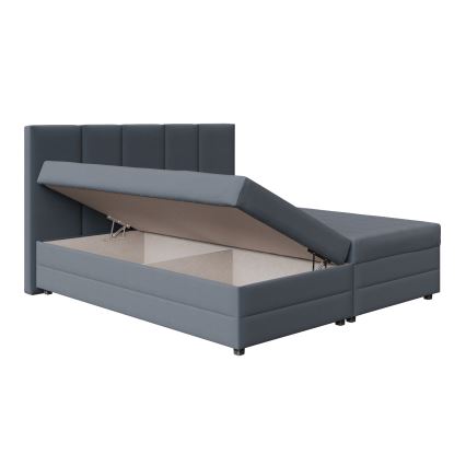 Cama tapizada ISABEL 180x200 con colchón de muelles y arcón de almacenamiento, gris