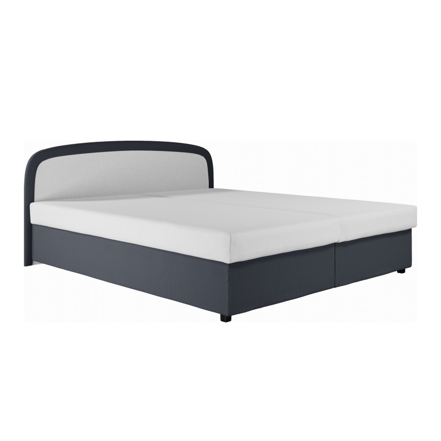Cama tapizada MALIA 160x200 con colchón de muelles y amplio espacio de almacenamiento, gris