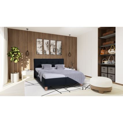 Cama tapizada MARIA 160x200 cm con almacenaje integrado, sin colchón, en elegante antracita