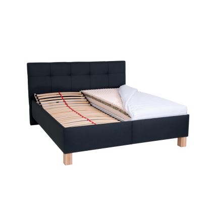 Cama tapizada MARIA 160x200 cm con almacenaje integrado, sin colchón, en elegante antracita