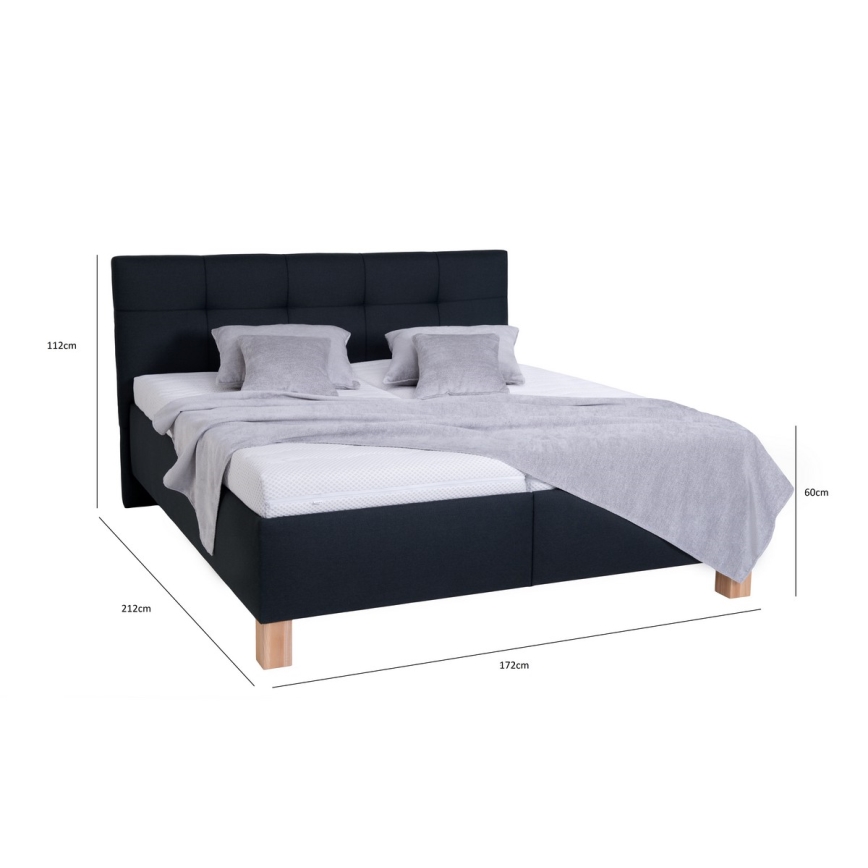 Cama tapizada MARIA 160x200 cm con almacenaje integrado, sin colchón, en elegante antracita