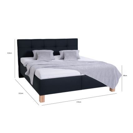 Cama tapizada MARIA 160x200 cm con colchón incluido y arcón de almacenamiento, color antracita
