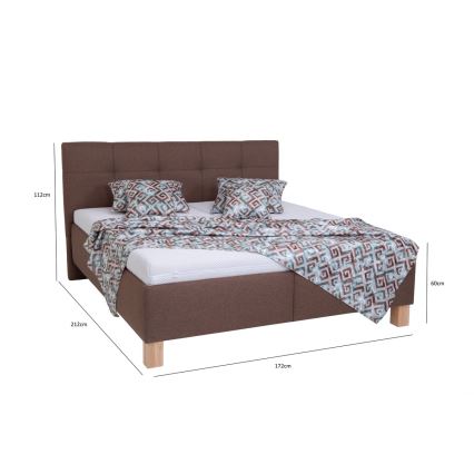 Cama tapizada MARIA 160x200 cm con colchón y arcón de almacenamiento, marrón