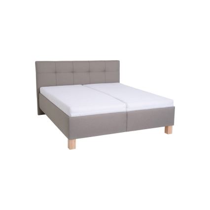 Cama tapizada MARIA 160x200 cm con colchón y espacio de almacenamiento, color topo