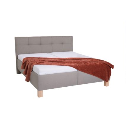 Cama tapizada MARIA 160x200 cm con colchón y espacio de almacenamiento, color topo