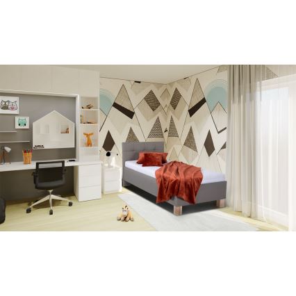 Cama tapizada MARIA ONE con espacio de almacenamiento, sin colchón, 90x200 cm, color taupe