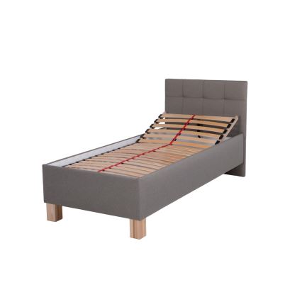 Cama tapizada MARIA ONE con espacio de almacenamiento, sin colchón, 90x200 cm, color taupe