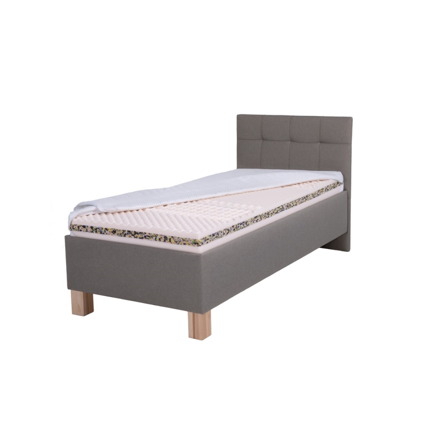 Cama tapizada MARIA ONE con espacio de almacenamiento, sin colchón, 90x200 cm, color taupe