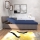 Cama tapizada tipo diván con respaldo regulable y arcón de almacenamiento DALLAS 108x205 cm gris/azul