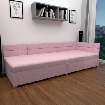 Cama tapizada tipo válenda con cabecero reversible y espacio de almacenamiento AMSTERDAM 90x200 cm rosa
