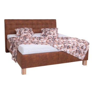 Cama tapizada VIOLET 180x200 cm con arcón, sin colchón, color marrón coñac