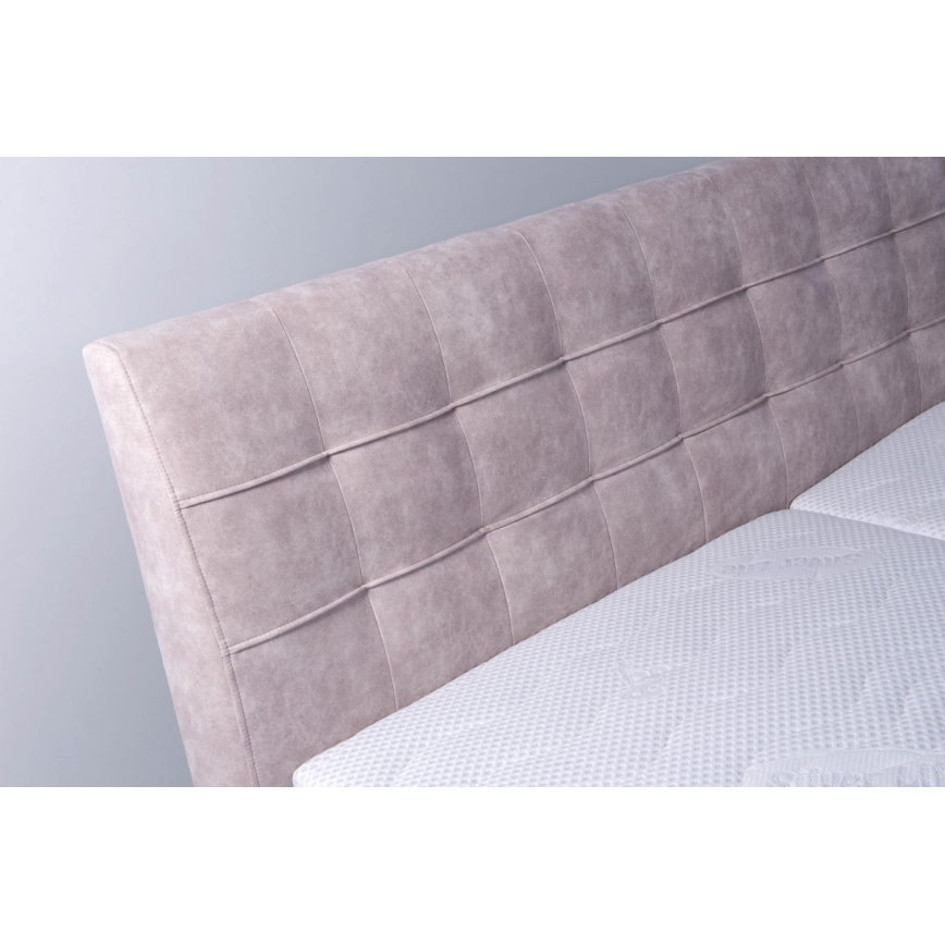 Cama tapizada VIOLET 180x200 cm con colchón y canapé abatible, beige